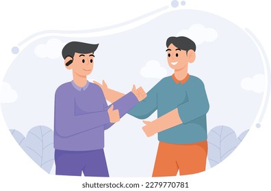 A Man Talking To A Man With A Hearing Disability Illustration