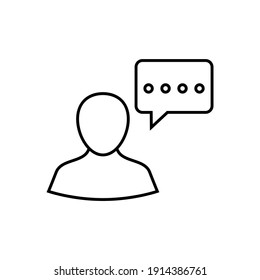 man talking icon in flat black line style, isolated on white background 