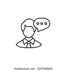 man talking icon in flat black line style, isolated on white background 