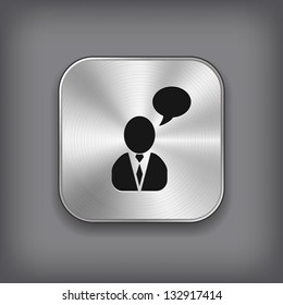 Man talking icon - vector metal app button