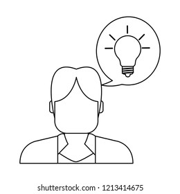 Man talking of idea in black and white