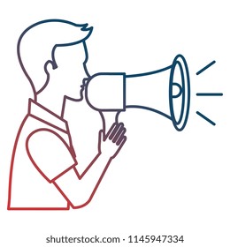 man talking with megaphone sound