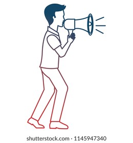 man talking with megaphone sound
