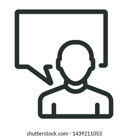 man talking - minimal line web icon. simple vector illustration. concept for infographic, website or app.