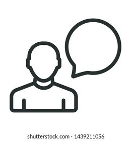 man talking - minimal line web icon. simple vector illustration. concept for infographic, website or app.