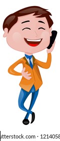 Man Talking on a Cellphone, vector illustration