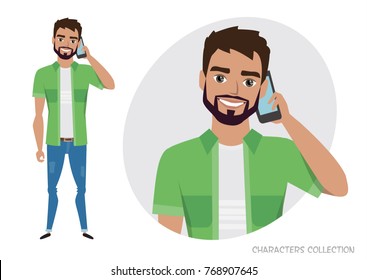 A man is talking on the phone