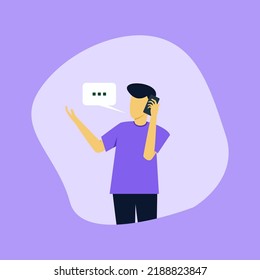 hombre hablando en la burbuja de chat por teléfono