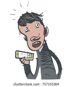 The man is talking on the phone. Vector illustration