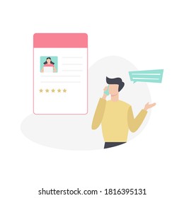 Man talking on smartphone, flat vector illustration concept.