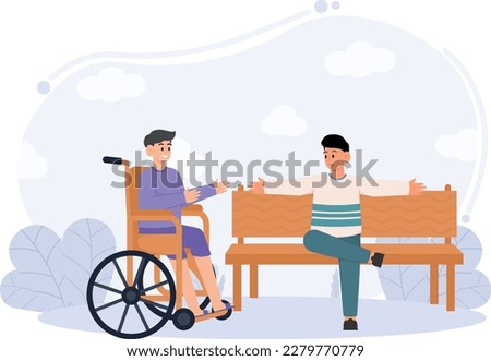 A Man Talking To A Man With A Paralyzed Leg Illustration