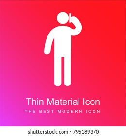 man talking with phone red and pink gradient material white icon minimal design