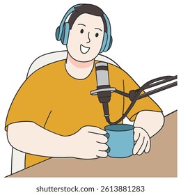 Man talking podcast art illustration vector 
