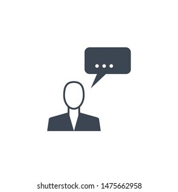 Man Talking related vector glyph icon. Isolated on white background. Vector illustration.