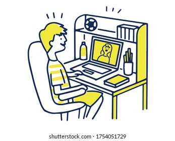 A man talking remotely on a PC