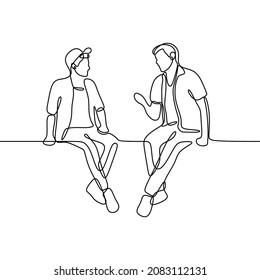 man with man talking sitting oneline continuous single line art