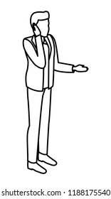 Man talking with smartphone avatar