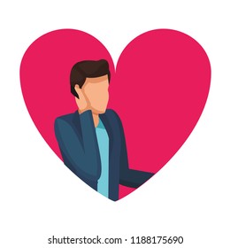 Man talking with smartphone avatar