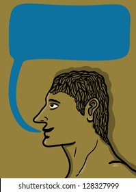 man talking text balloon