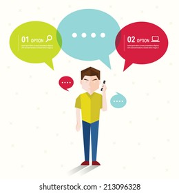 Man talking using mobile phone vector design