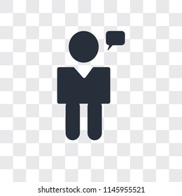 Man talking vector icon isolated on transparent background, Man talking logo concept
