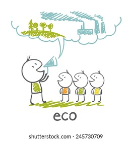 man talks about ecology environment illustration