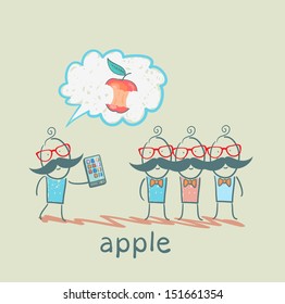 man talks on a mobile others