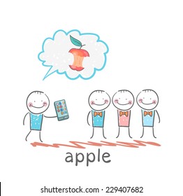 man talks on a mobile others