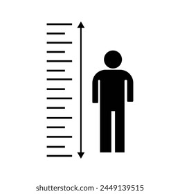 Man tall scale icon. Vector Illustration height symbol. Tall person icon. Height man vector icon. Scale tall human. Size person. Vector illustration. Eps file 124.