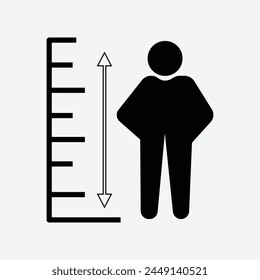 Man tall scale icon. Vector Illustration height symbol. Tall person icon. Height man vector icon. Scale tall human. Size person. Vector illustration. Eps file 132.