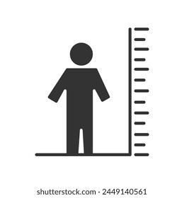 Man tall scale icon. Vector Illustration height symbol. Tall person icon. Height man vector icon. Scale tall human. Size person. Vector illustration. Eps file 123.