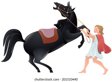 Man tames the horse