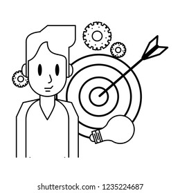Man with target and bulb light
