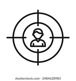 man with target icon Black line art vector