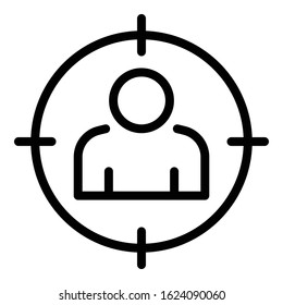 Man target icon. Outline man target vector icon for web design isolated on white background