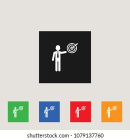 Man and target icon, stock vector illustration, EPS10.