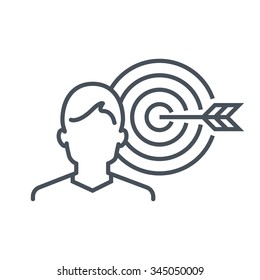 Man and target icon suitable for info graphics, websites and print media. Colorful vector, flat icon, clip art.