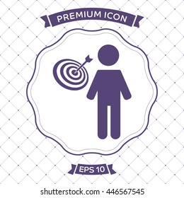 Man and target icon vector