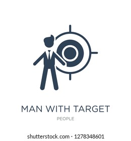 man with target icon vector on white background, man with target trendy filled icons from People collection, man with target vector illustration