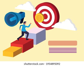 Man target megaphone and coin
