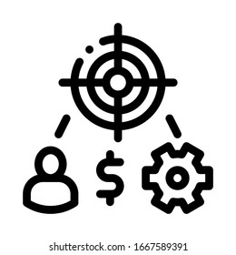 Man Target Money Icon Vektorillustration. Das Motto des Menschen, das Ziel-Geld-Schild. Illustration des isolierten Stumpfsymboles