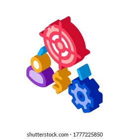 Man Target Money Icon Vector. Isometric Man Target Money sign. color isolated symbol illustration