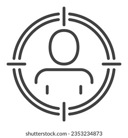 Hombre en el vector de destino Objetivo o Icono o símbolo de concepto de destino en el estilo de esquema