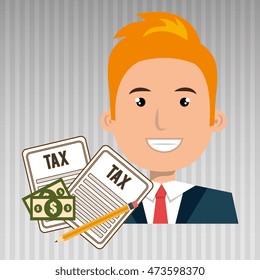 man taxes bills pencil vector illustration eps 10