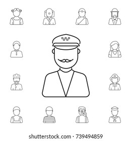 man taxi driver avatar. Set of avatar icons on white background
