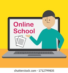 A Man teach online school