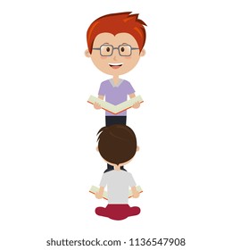 man teacher with boy student