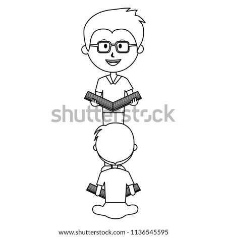 man teacher with boy student