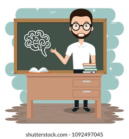 man teacher in the classroom