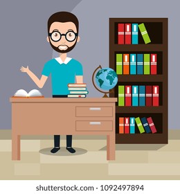man teacher in the classroom